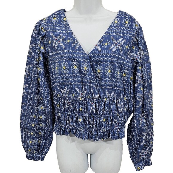 Forever That Girl Anthropologie Blouse Western Boho Cropped Long Sleeve Womens M - Picture 1 of 16